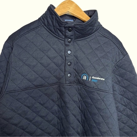 J AMERICA Quilted Black Quarter Snap Button Close Men's Pullover Size M - Picture 2 of 5